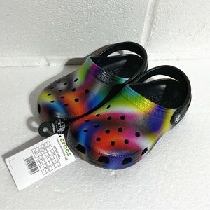 Crocs Big Kids Solarized Tie Dye Sandals size J2 New